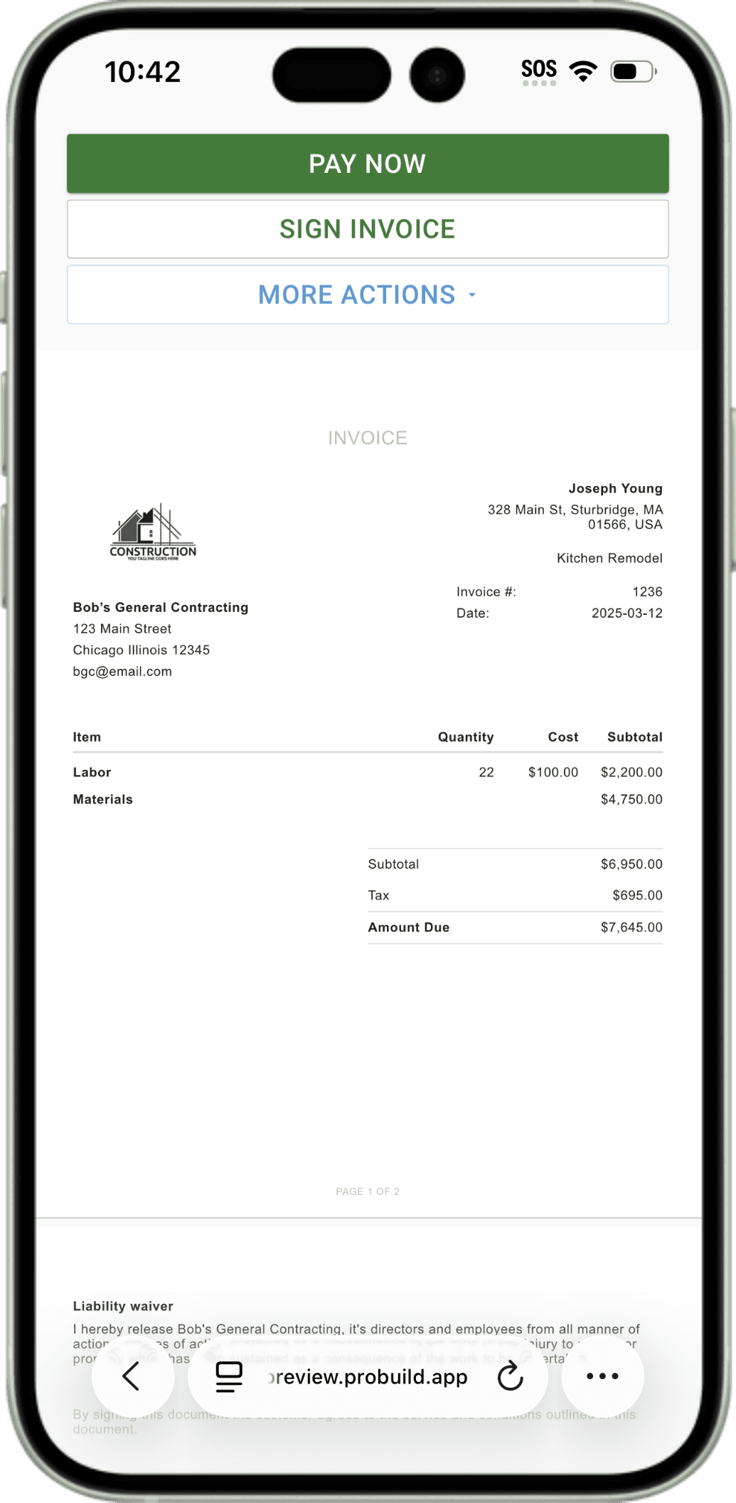 Phone with screenshot of app